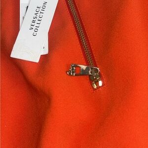 Versace Collection Vibrant Orange Top with Gold Zip